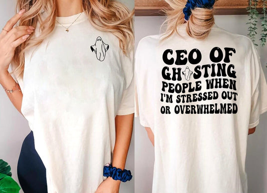 POF daoine Ghosting nuair atá mé faoi strus, mBan láidir, Léine inspreagtha, léine meabhairshláinte trendy, sweatshirt imní, léine treocht