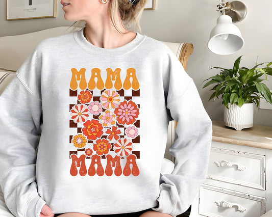 Checkered Mama Shirt, Floral Mama Sweatshirt, Wildflowers Mama Hoodie,Mothers Day Gift,Aesthetic,Trendy Mom Shirt,Motherhood Shirt,Mom Shirt
