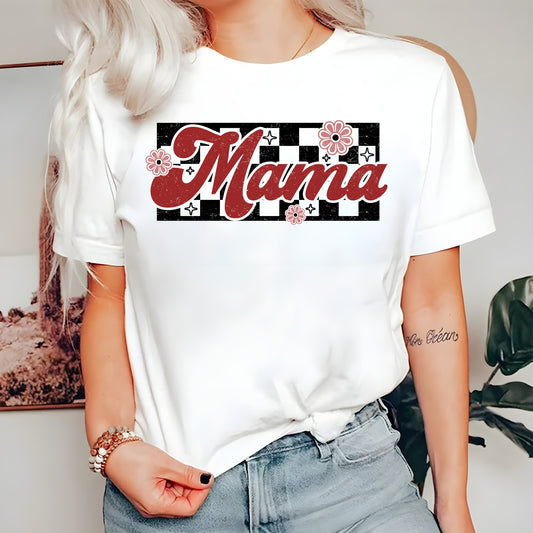 Checkered Mama Shirt, Retro Mama T-Shirt, Boho Mama Sweatshirt, Pregnancy Announcement Hoodie, Motherhood Shirt, Aesthetic Shirt,Mothers day
