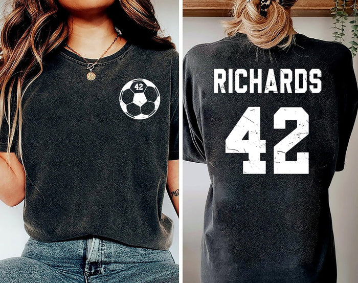 Comfort Colors Customized Soccer Shirt, Personalized Soccer Shirt, Soccer Mom Shirt, Soccer Name Shirt, Custom Soccer Shirt, Soccer Number