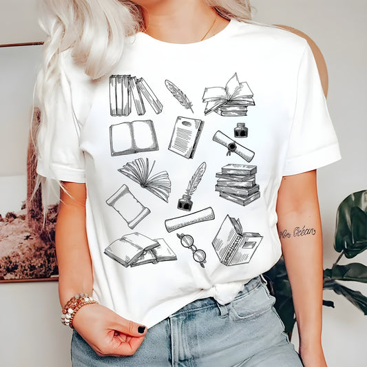 Dathanna Compord Léine Bookish, Geansaí Leannán Leabhar Simplí Minimalist, Acadamh Éadrom Dorcha, Lover Léitheoireachta Leabhar Worm BookTok, Don Mhúinteoir Her