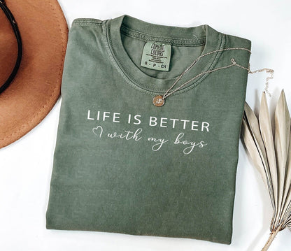 Comfort Colors® Life Is Better With My Boys Shirt, Mom Life Shirt, Boy Mama T Shirt, Mothers Day Shirt, Gift For Mama, Boy Mom Shirt gift