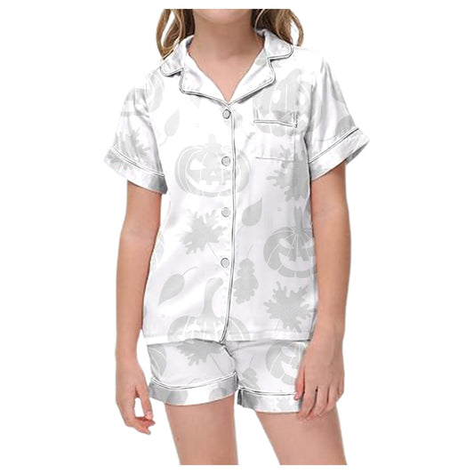 Toddler Baby Girl Halloween Pajama Short Sleeve Cute Pumpkin Print Pajamas Shorts 2Pcs Halloween Pjs Set Fall Sleepwear Set_Dark Purple_Toddler Baby Girls Halloween Outfits