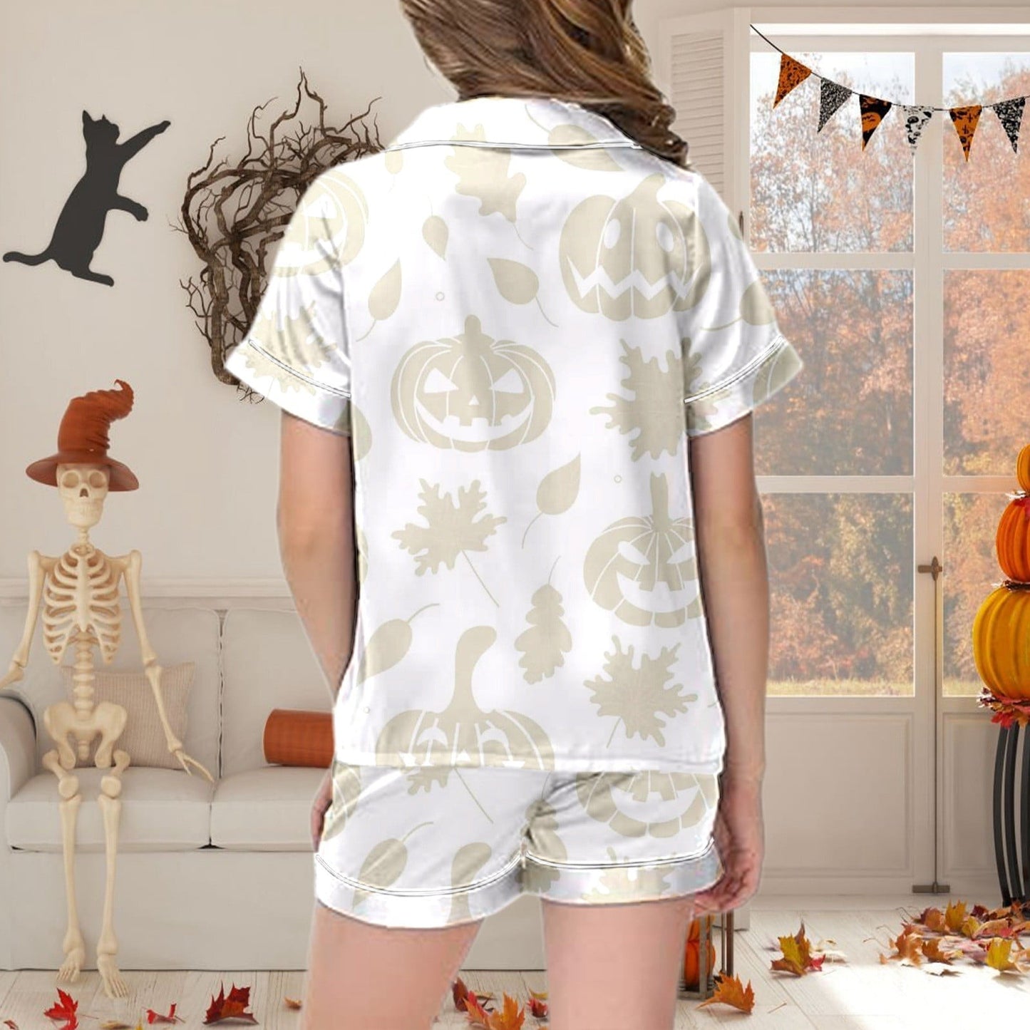 Toddler Baby Girl Halloween Pajama Short Sleeve Cute Pumpkin Print Pajamas Shorts 2Pcs Halloween Pajamas Set Fall Sleepwear Set_Light Purple_Toddler Baby Girls Halloween Outfits_2-3
