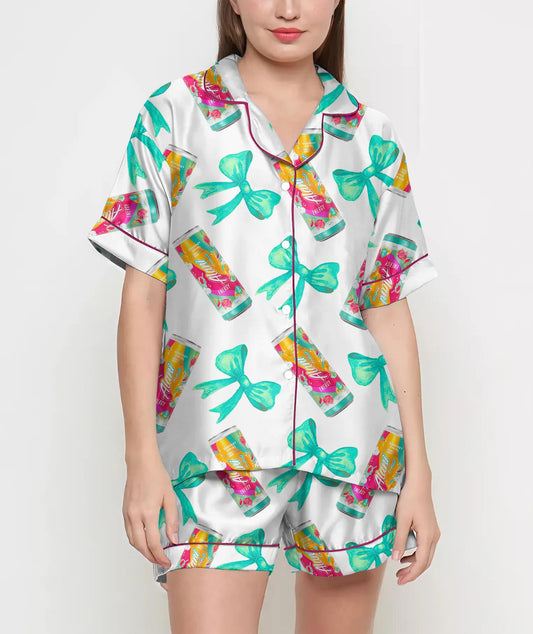 Coquette Alani Pajamas Satin Set, Energy Drink Shirt, Mother's Day Gift, Birthday Gift,Pjs For Women, Bridesmaid Gifts, Party
