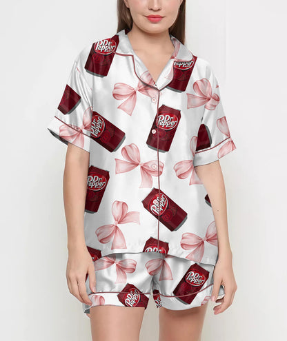 Coquette Pepper Pajamas Satin Set, Drink Shirt, Mother's Day Gift, Birthday Gift, Gift For Women, Bridesmaid Gifts, Anniversary Gift