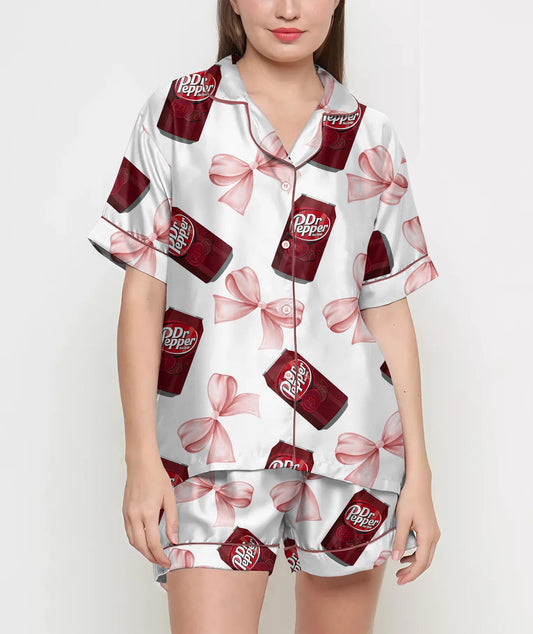 Coquette Pepper Pajamas Satin Set, Drink Shirt, Mother's Day Gift, Birthday Gift, Gift For Women, Bridesmaid Gifts, Anniversary Gift