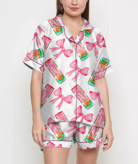 Coquette Alani Pajamas Satin Set, Pink Coquette Energy Drink Shirt, Mother's Day Gift, Birthday Gift,Pjs For Women, Bridesmaid Gifts, Party 4316