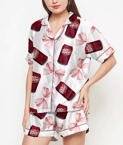 Coquette Pepper Pajamas Satin Set, Drink Shirt, Mother's Day Gift, Birthday Gift, Gift For Women, Bridesmaid Gifts, Anniversary Gift