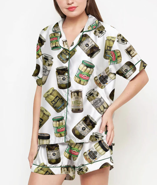 Coquette Pickles Pajamas Satin Set, Mother's Day Gift, Gift For Her, Birthday Gift, Pjs For Women, Bridesmaid Giftss 4305048736