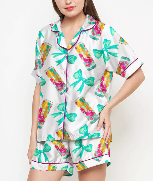Coquette Alani Pajamas Satin Set, Energy Drink Shirt, Mother's Day Gift, Birthday Gift,Pjs For Women, Bridesmaid Gifts, Party