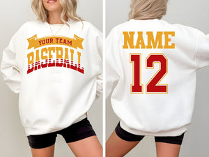 Custom Baseball Shirts, Personalized Baseball Sweatshirt, Game Day Baseball Hoodie, Name and Number Baseball Sweatshirt, Baseball Dad Tshirt