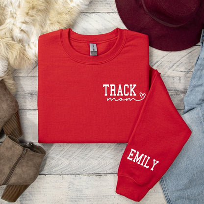 Léine Mam Rian Saincheaptha, Rian Pearsantaithe agus Geansaí Allamuigh, Track Mama, Sweatshirt Track Runner, Track Meet Spirit Caith, Léine Lá na Máthar
