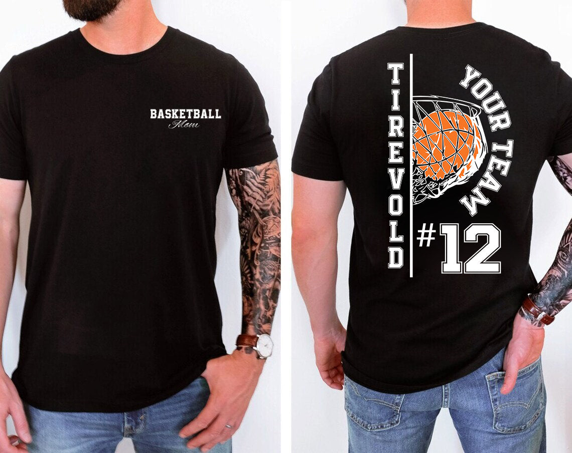 Custom color basketball mom shirts, Personalized basketball Shirt, Game Day, Name and Number basketball Sweatshirt, basketball Dad Tshirt