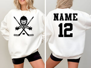 Custom Hockey Sweatshirt, Personalized Hockey Mom Shirt, Game Day Hockey Hoodie, Name and Number Hockey Shirts, Custom Hockey Shirts