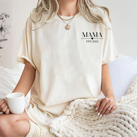 Custom Mama Shirt, Mama Est 2024 Sweatshirt, Comfort Colors Mom Shirt, Gift for Mom, Cool Mom, Pregnancy Announcement, Mother's Day, New Mom