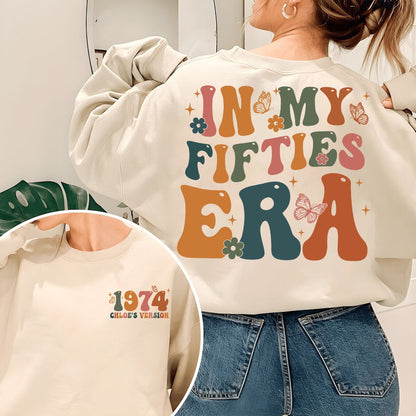 Custom In My Fifties Era Shirt, Comfort Colors 50th Birthday Sweatshirt, In My Fifties Era Tee, Personalized Birthday Shirt, 50th Birthday