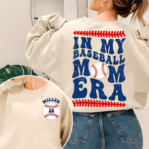 CUSTOM In My Baseball Mom Era Sweatshirt, Personalized Baseball Mama Shirt, Retro Game Day Crewneck, Sports Mom Life Shirt, Team Mom Gift