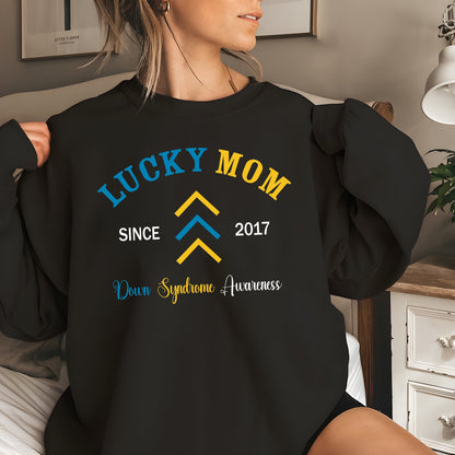 Custom Down Syndrome Sweatshirt, Lucky Mom Dad Shirt, Down Syndrome Awareness Shirts, T21 Shirt,Three Arrows Shirt,Down Syndrome Support Tee