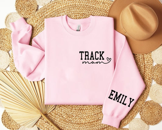 Léine Mam Rian Saincheaptha, Rian Pearsantaithe agus Geansaí Allamuigh, Track Mama, Sweatshirt Track Runner, Track Meet Spirit Caith, Léine Lá na Máthar