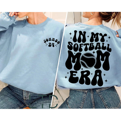Custom In My Softball Mom Era Shirt, Team Mom Gift, Softball Mom Shirt, Retro Game Day Shirt, In My Era Shirt, Softball Sweatshirt