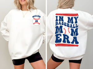 CUSTOM In My Baseball Mom Era Sweatshirt, Personalized Baseball Mama Shirt, Retro Game Day Crewneck, Sports Mom Life Shirt, Team Mom Gift