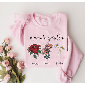 Custom Mama's Garden Sweatshirt, Mom's Flowers Garden Tee, Mother Day Gift, Birth Month Flower Shirt, Custom Mom Shirt, Custom Flower Shirt