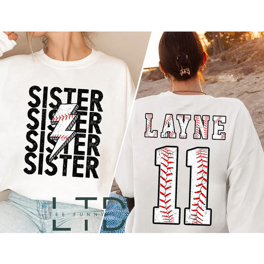 Léine Deirfiúr baseball an Chustaim, Léine Deirfiúr Baseball, Tee Baseball Mama, Éadaí Deirfiúr baseball, Lá Cluiche, Léine Lucht leanúna Beag is Mó