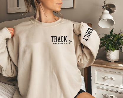 Léine Mam Rian Saincheaptha, Rian Pearsantaithe agus Geansaí Allamuigh, Track Mama, Sweatshirt Track Runner, Track Meet Spirit Caith, Léine Lá na Máthar