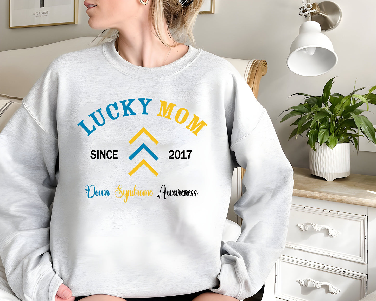 Custom Down Syndrome Sweatshirt, Lucky Mom Dad Shirt, Down Syndrome Awareness Shirts, T21 Shirt,Three Arrows Shirt,Down Syndrome Support Tee
