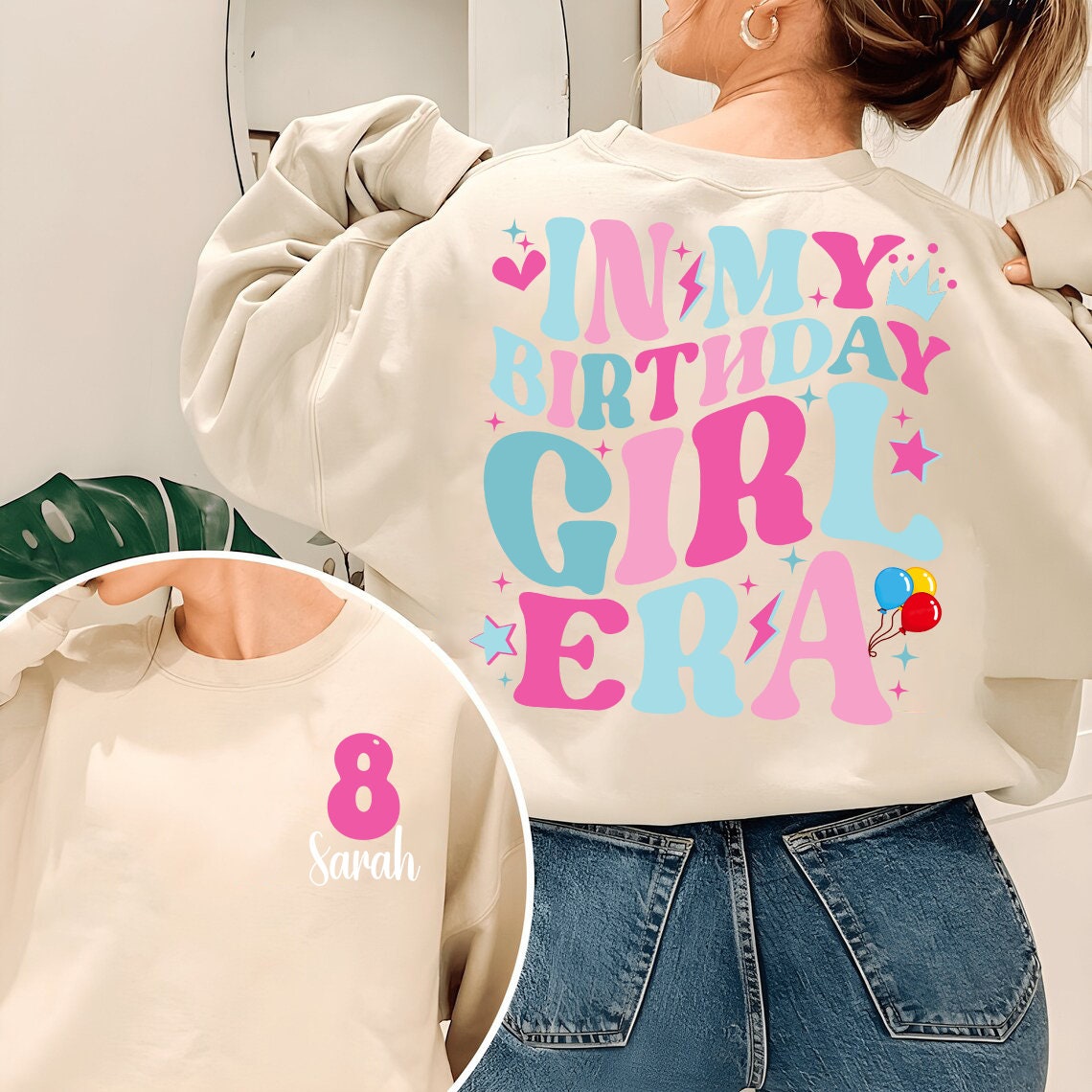 Custom In My Birthday Girl Era Sweatshirt, Kids Birthday, Retro Birthday Girl Gift, Birthday Toddler Tee, Girls Birthday Tee, Birthday Gift