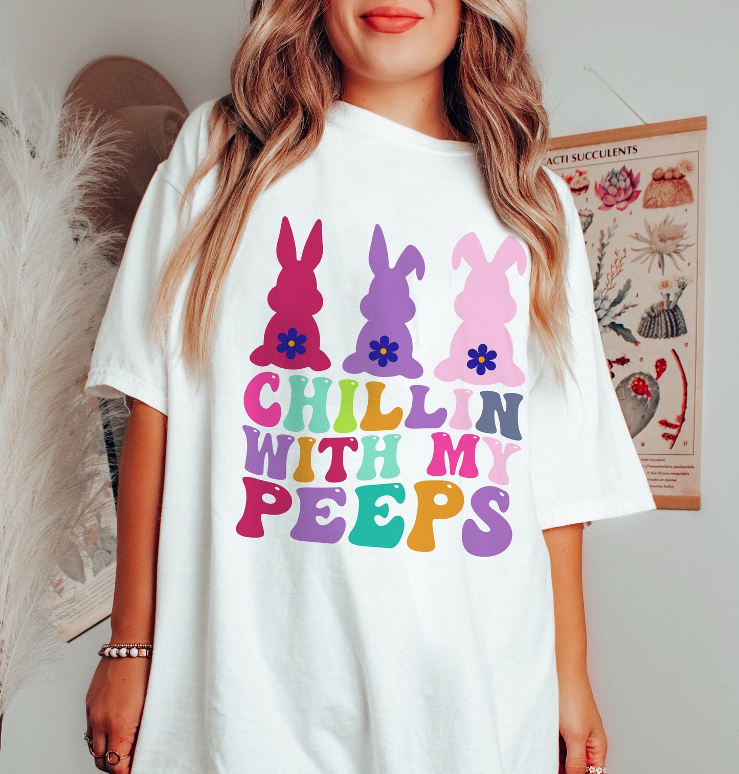 Léine gleoite Cásca, geansaí Chillin 'Le My Peeps, T-léine na Cásca, Geansaí Retro na Cásca, Te Nádúrtha na Cásca