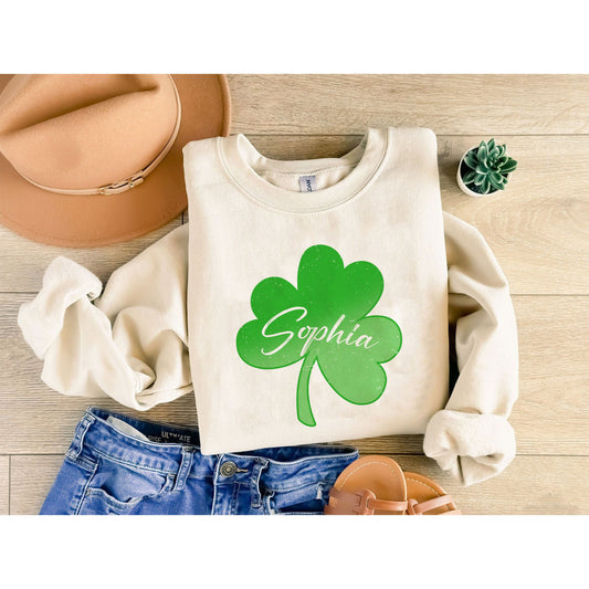 Léine Seamair Ceithre Dhuilleog gleoite Naomh Pádraig, Tléine Naomh Pádraig Ainm Saincheaptha, Lá Fhéile Pádraig, Geansaí Seamróige, Bronntanas do Naomh Pádraig