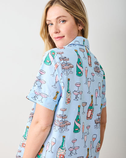 Champagne Tower - Short Pajama Set - Soft Blue
