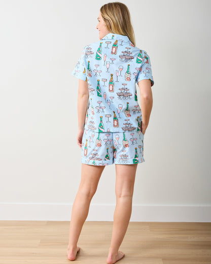Champagne Tower - Short Pajama Set - Soft Blue
