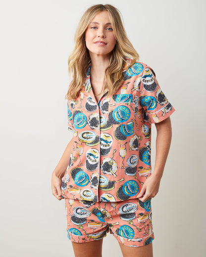 Champagne & Caviar - Short Pajama Set - Salmon