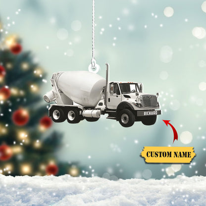 Concrete Mixer Truck Personalized Flat Ornaments, Concrete Mixing Transport Truck, Custom Christmas Ornament, Ornament Christmas, Ornament For Gift