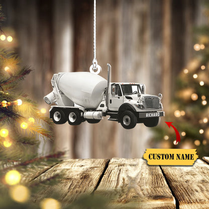 Concrete Mixer Truck Personalized Flat Ornaments, Concrete Mixing Transport Truck, Custom Christmas Ornament, Ornament Christmas, Ornament For Gift