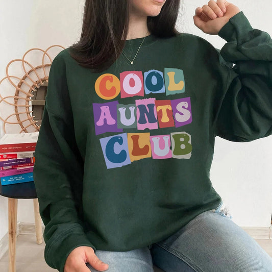 Sweatshirt Club Cool Aunts, Sweatshirt Cool Aintín, Bronntanas Aintín, Bronntanas Breithlá Aintín, Bronntanais Deirfiúr, Sweatshirt Aintín, Léine Sweatshirt Aintín