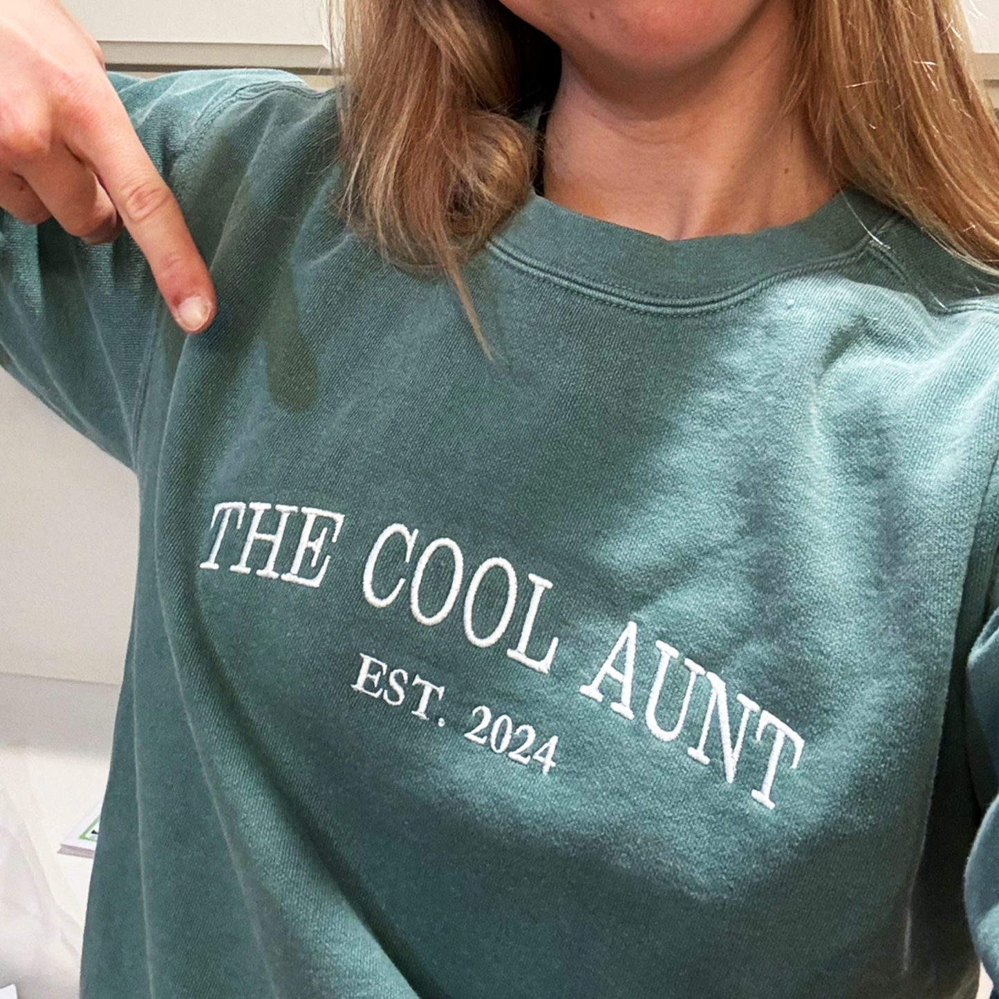 Cool Aunt Club Sweatshirt or T-Shirt, Custom Est Year or Children Name on Sleeve with Embroidered