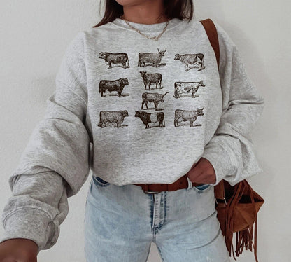 Cow Sweatshirt Gift For Farmers, Western Lover Sweatshirt, Cowboy Sweater, Cute Cowgirl Hoodie, Highland Cow Hoodie, Funny Cow gift