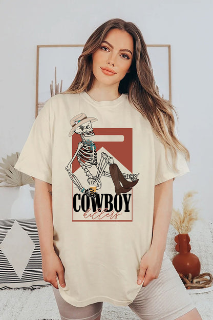 Léine Killer Cowboy, Léine Tíre, Léine an Iarthair, Léine an Deiscirt, Cailín na Tuaithe, Vintage Tee, Léine Boho, Léine Cowboy Retro, Léine Cowgirl
