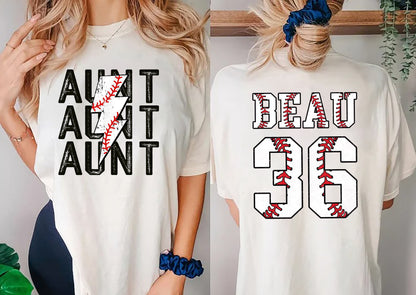 Custom Baseball Aunt Shirt, Aunt Baseball Tee, Baseball Top for Aunt, Baseball Season Shirt, Sports Aunt, Baseball Game Shirt, Baseball Tee