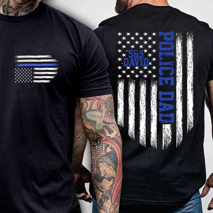 Custom Dad Shirt, Police Thin Blue Line Vertical Flag Shirt,Dad Shirt With Kids Names,Father's Day Gift,New Dad Shirt,Personalized Dad Shirt