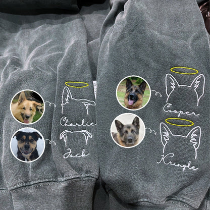 Custom Dog Ear Sweatshirt, Hoodie Embroidered Your Photo, Dog Name