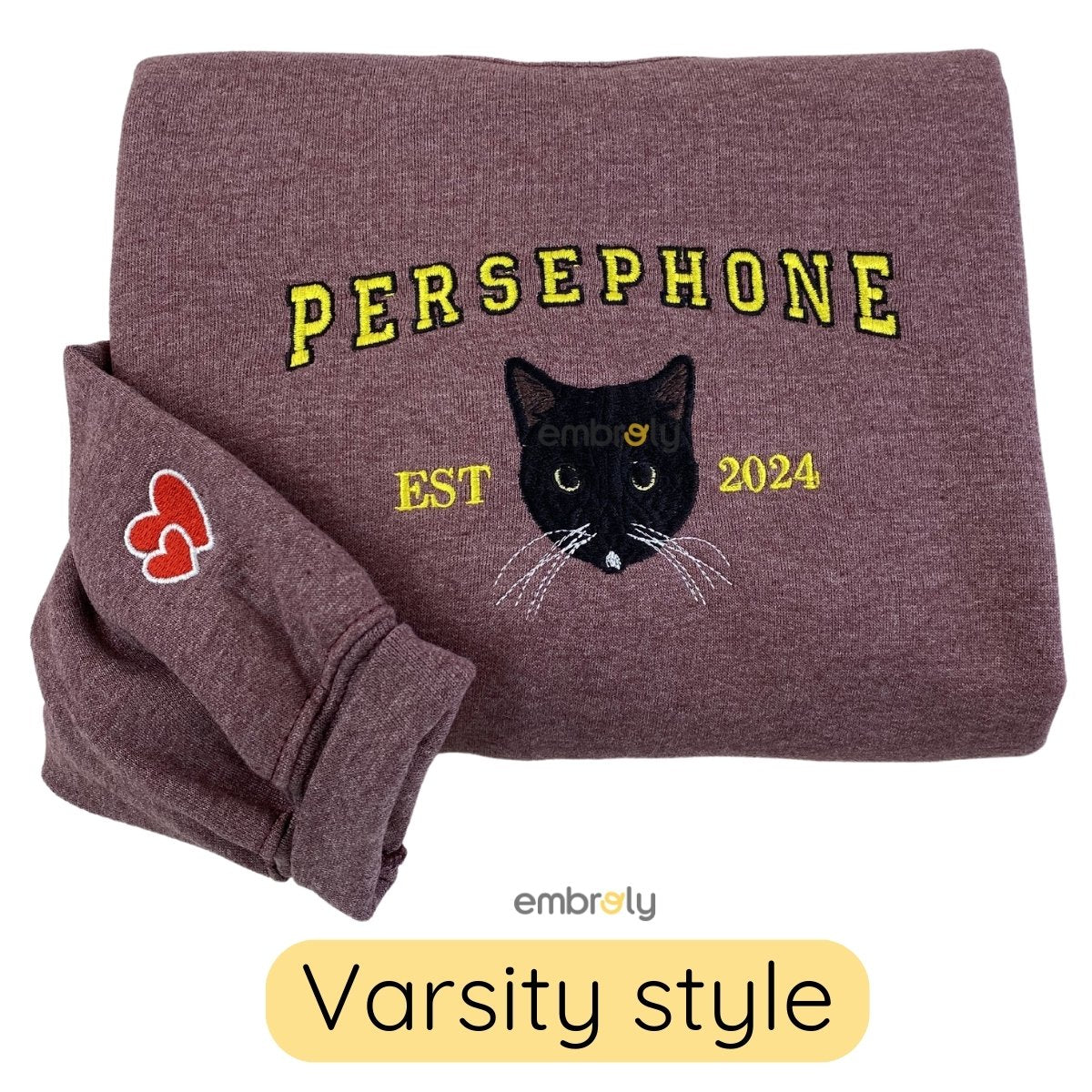 Custom Dog Mom Sweatshirt Embroidered Pet Face Name Portraits Photo on Sleeve