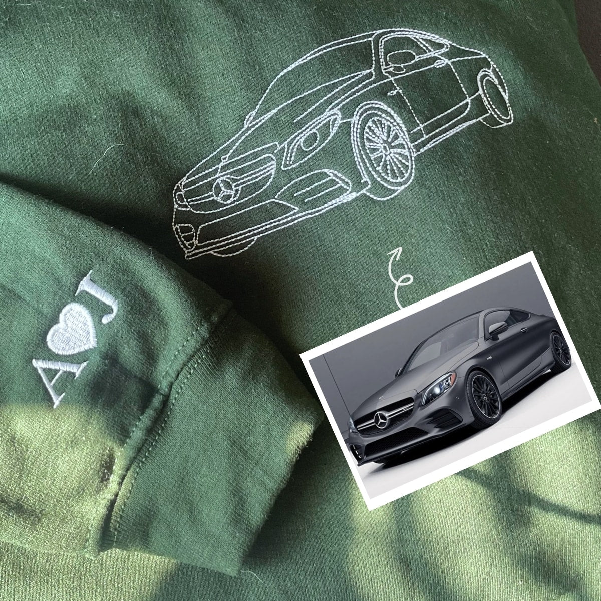 Custom Embroidered Car Hoodie, Sweatshirt, Personalized Car Gifts for Him