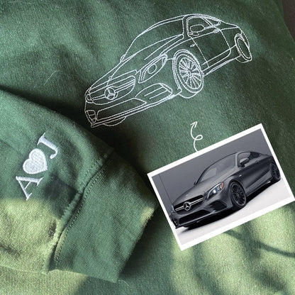 Custom Embroidered Car Hoodie, Sweatshirt, Personalized Car Gifts for Him