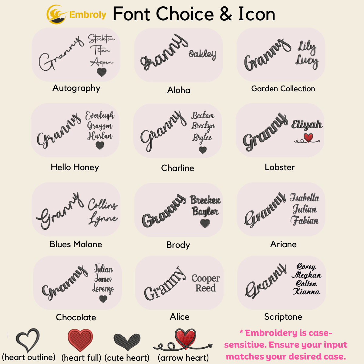 Custom Embroidered Granny Sweatshirt with GrandKids Names on Sleeve