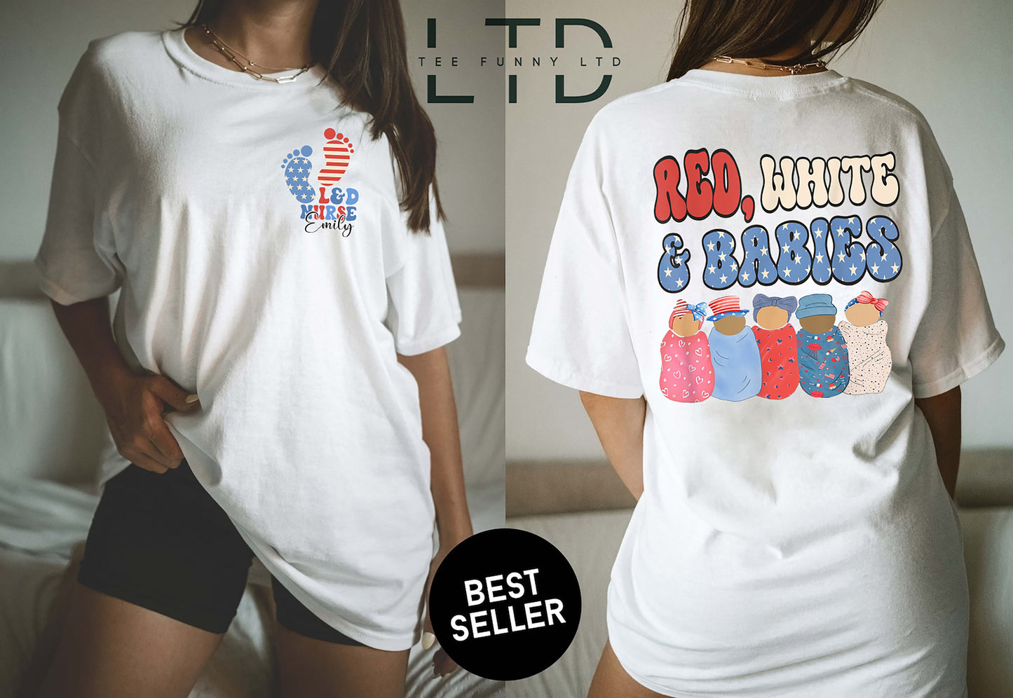 Custom Labor And Delivery Nurse Shirt, OB Nurse, Red White & Babies Sweatshirt, Retro 4th Of July Shirt, Fourth Of July, American Nurse Tee